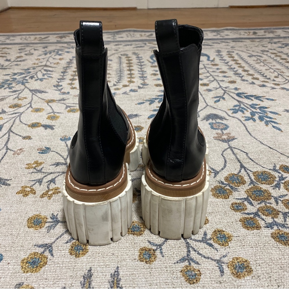 Stella McCartney Emilie Chunky Platform Lug Sole Black Leather Boot 7.5 / 37.5 - Picture 7 of 11